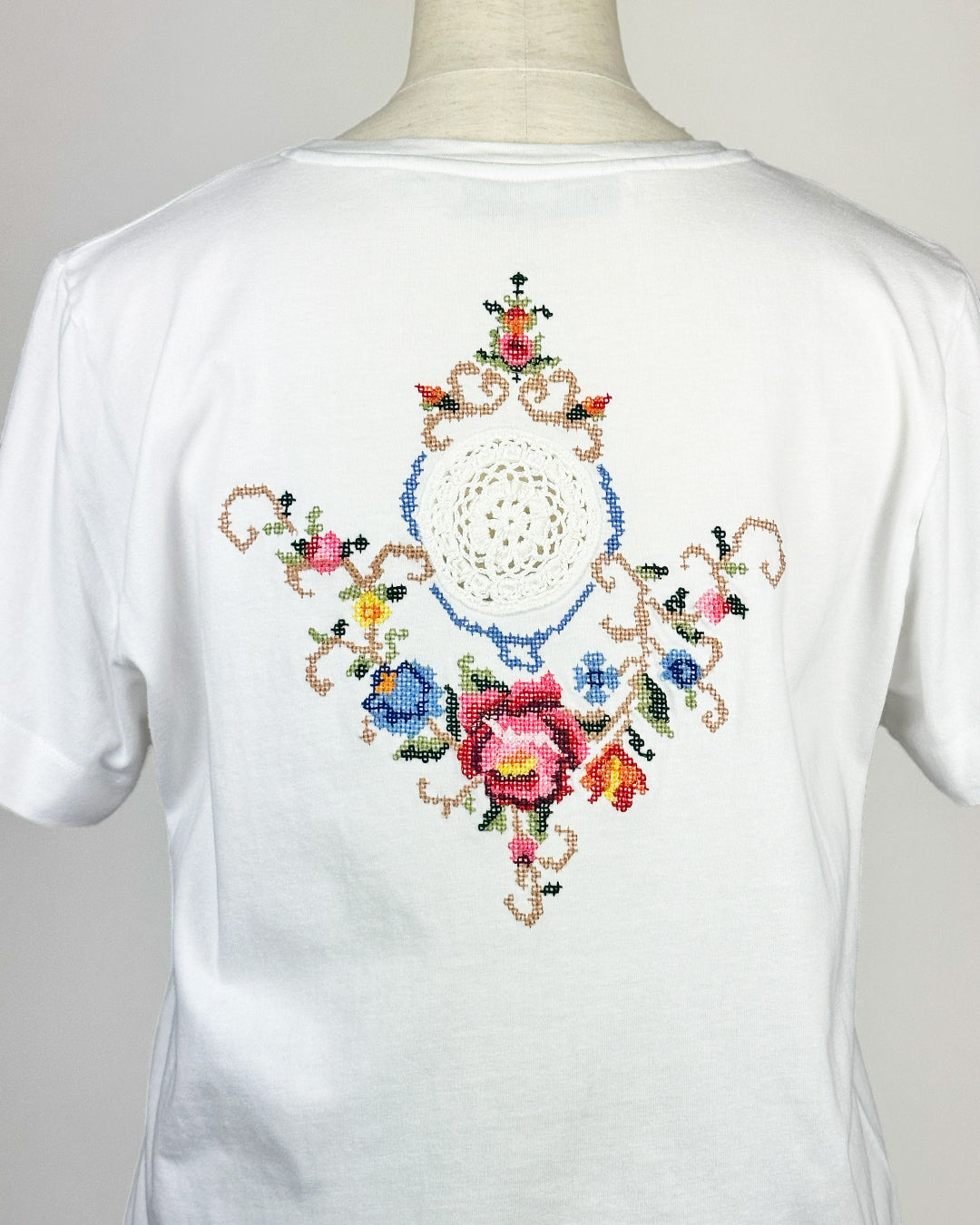 19.70【インド刺繍/レース/コットン】エンブロイダリーTシャツ TI0811-45