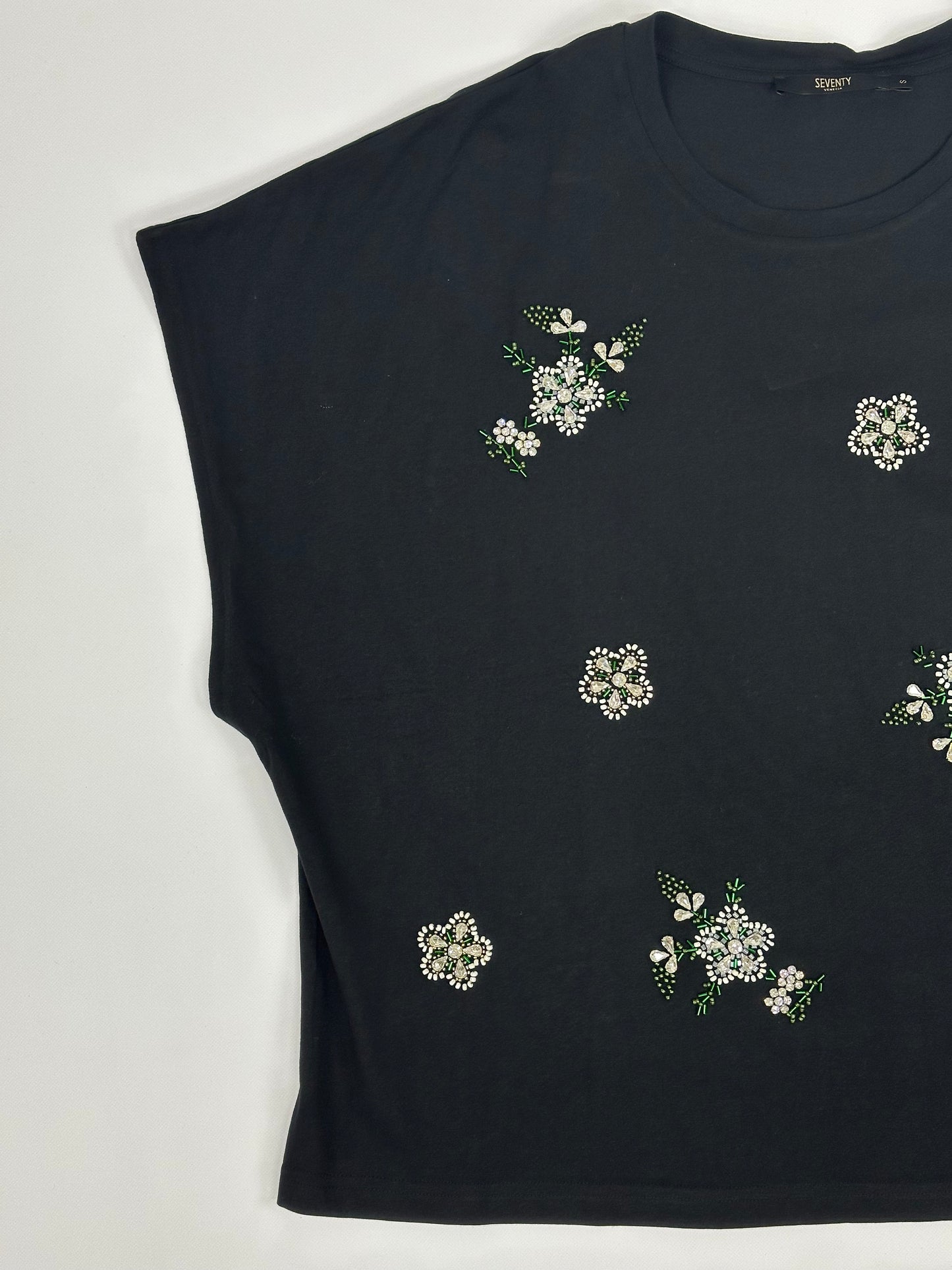 【PICK UP!】SEVENTY VENEZIA 【オーバーサイズ/スパンコール/ブラック/コットン100%】カットソー SG0808-78