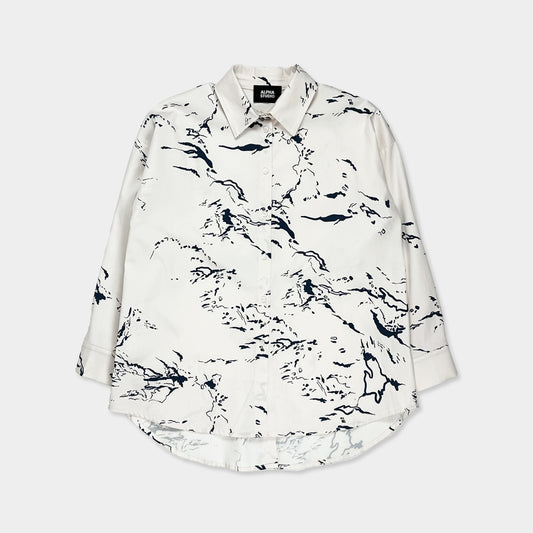 ALPHA STUDIO【プラスサイズ/プリント/バックデザイン/リラックス】プリントブラウス　ZF0606-56