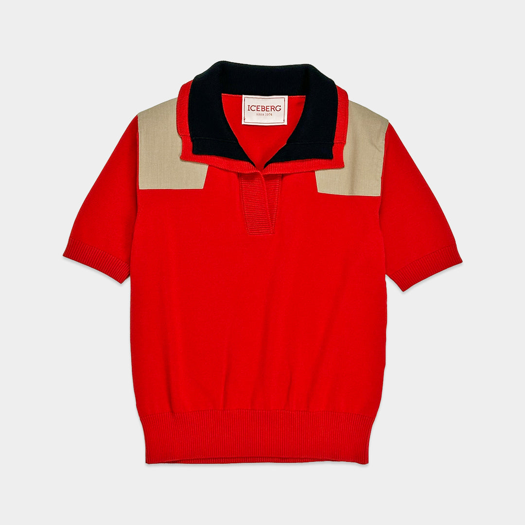 ICEBERG【ランウェイ/サマーニット/ロゴアイコン/コットン100％】ポロニット　II5700-05