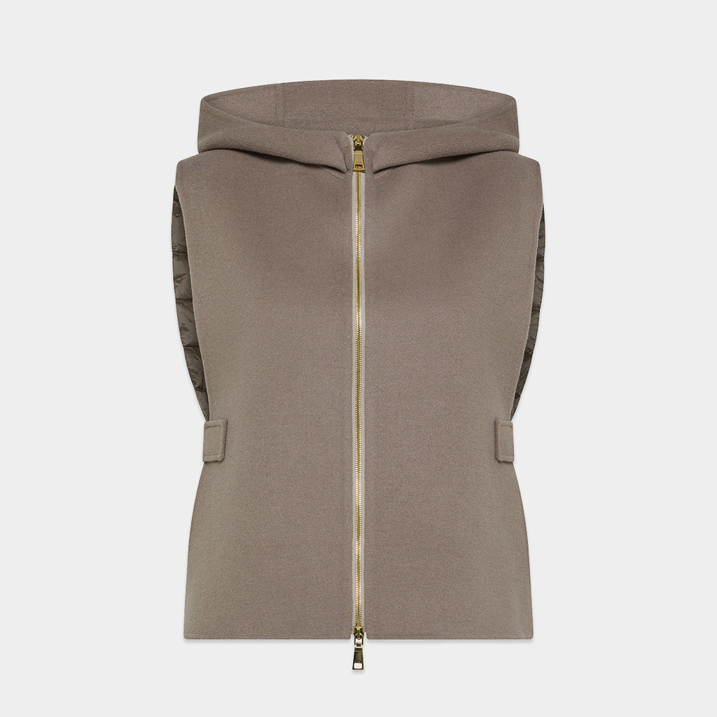 SEVENTY VENEZIA セヴンティヴェネツィア【１点のみ】【Precious掲載品/ダブルフェイス/ウールカシミヤ/ダウンベスト/サイドボタン/ニュアンスカラー】フーディベスト SH0204-05