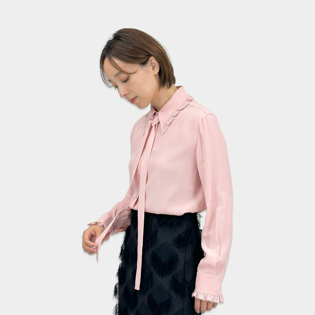 DOROTHEE SCHUMACHER【レーヨン/シルク/オケージョン/フリル/ピンク】キャンディブラウス　GH5613-22