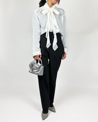 DOROTHEE SCHUMACHER【オケージョン/シルク混/フリル/Iライン】ボウタイブラウス　GG5616-44