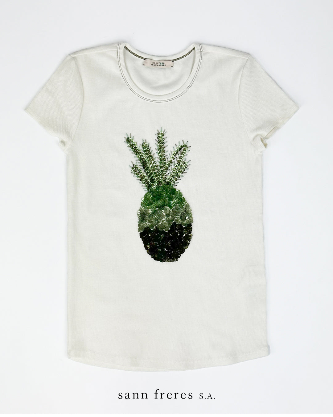 DOROTHEE SCHUMACHER【パイナップル/カットソー/Tシャツ/リブ/スパンコール】　カットソー　GE5804-40