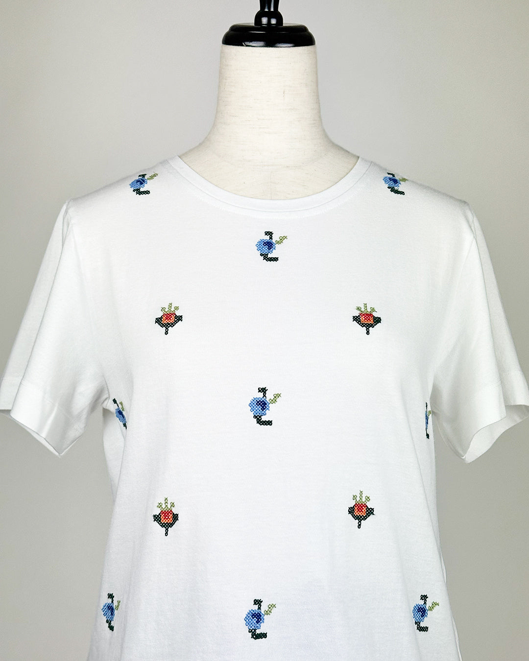 19.70【インド刺繍/レース/コットン】エンブロイダリーTシャツ　TI0811-45