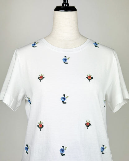 19.70【インド刺繍/レース/コットン】エンブロイダリーTシャツ　TI0811-45