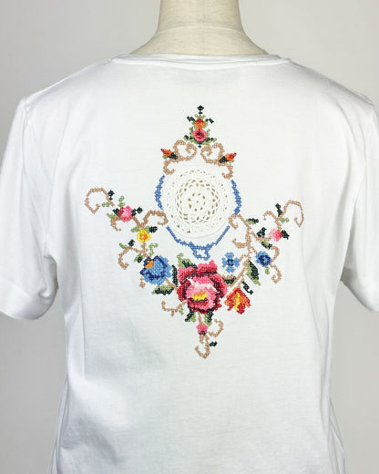 19.70【インド刺繍/レース/コットン】エンブロイダリーTシャツ　TI0811-45