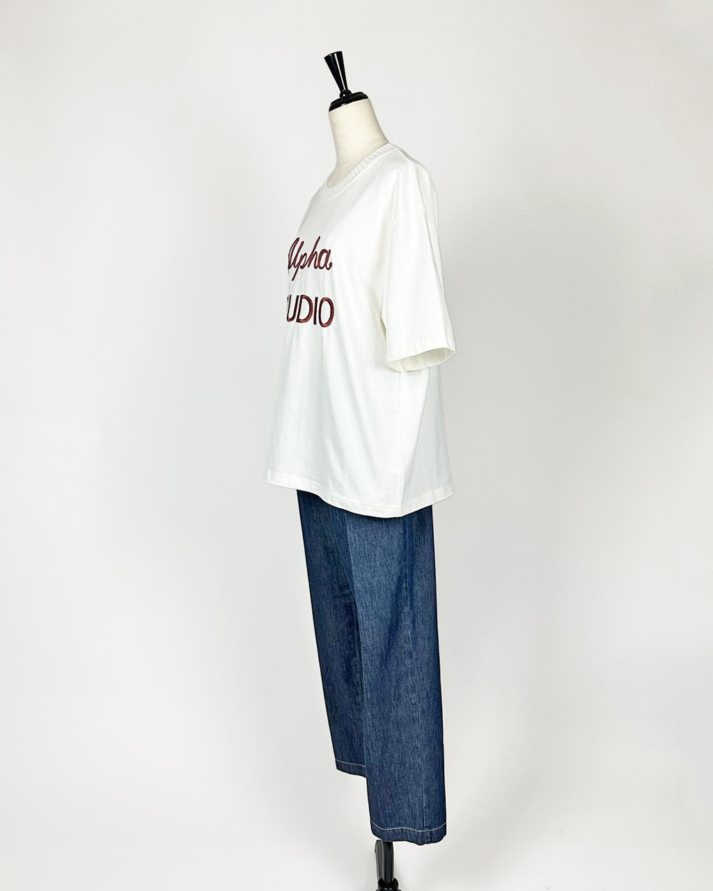 ALPHA STUDIO【ロゴTシャツ/ビッグシルエット/トレンド/エレガンス/コットン100％】アルファロゴカットソー　ZI0800-29