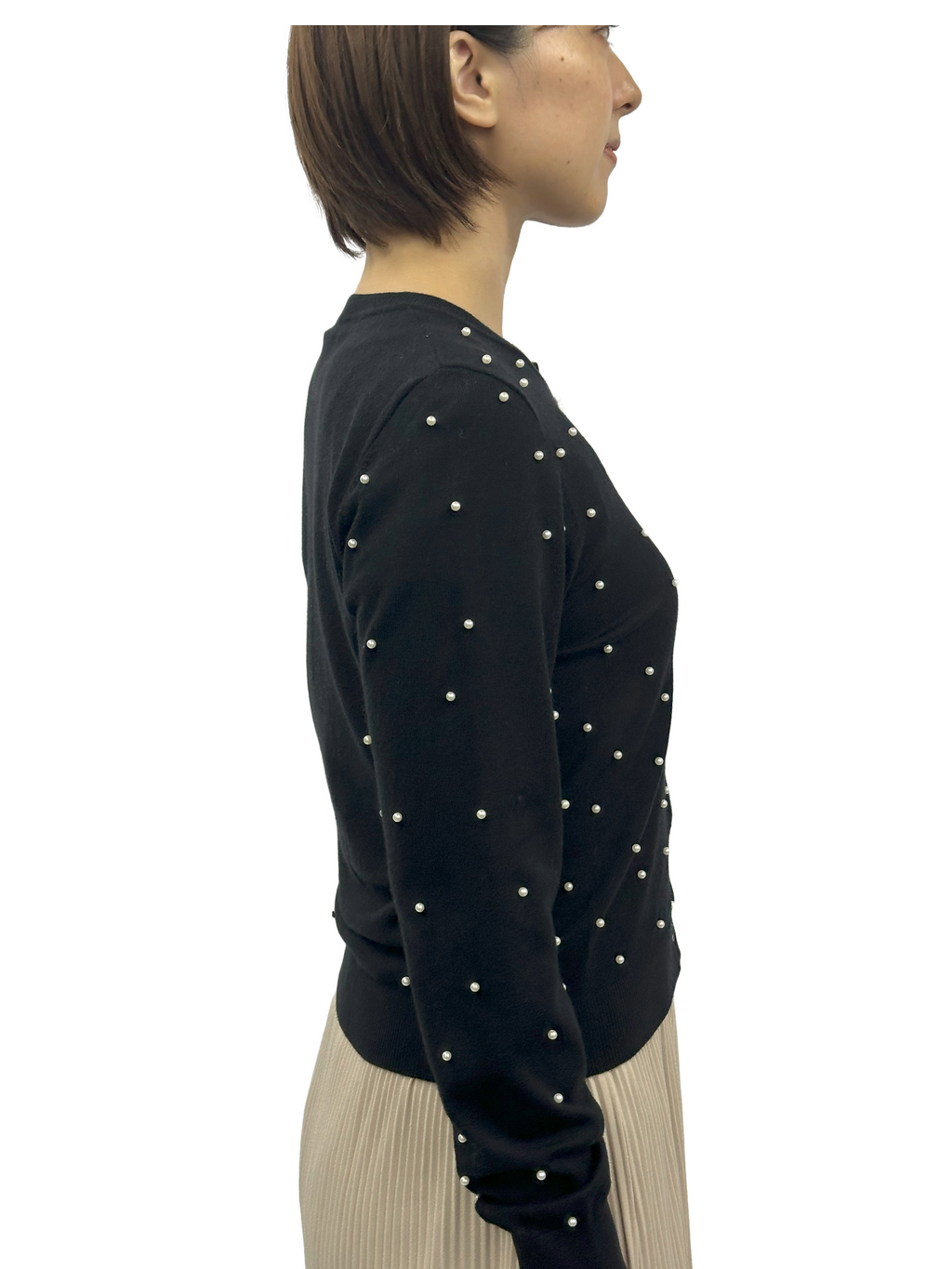 SEVENTY VENEZIA　セヴンティヴェネツィア【クルーネック/薄手】パール付きカーディガン　SF0765-91