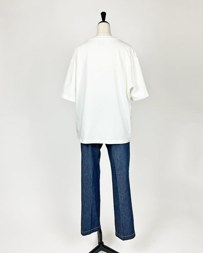 ALPHA STUDIO【残り1点】【ロゴTシャツ/ビッグシルエット/トレンド/エレガンス/コットン100％】アルファロゴカットソー　ZI0800-29