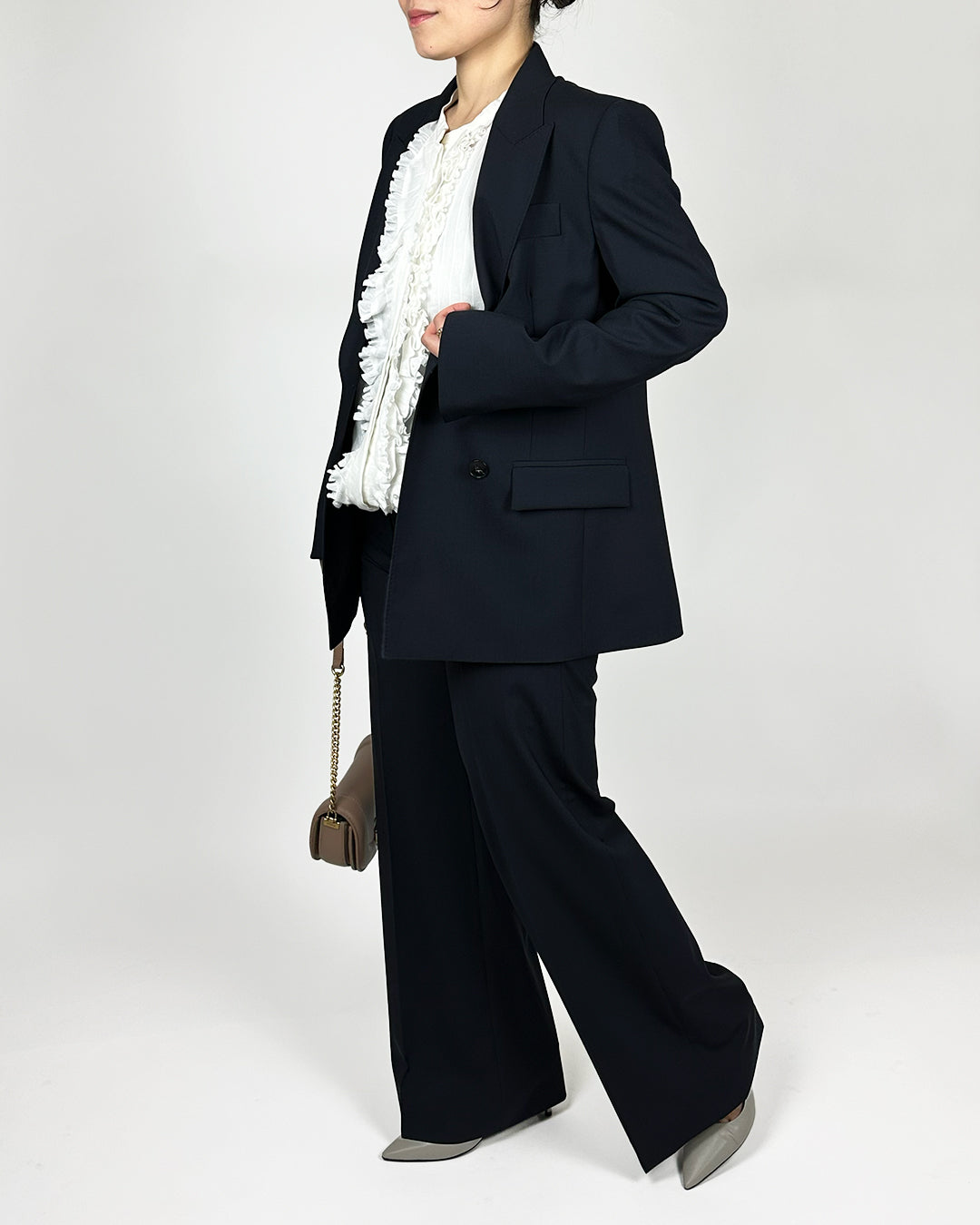 DOROTHEE SCHUMACHER【オケージョン/シルク混/ノーカラー/シフォン】フリルブラウス　GG1609-27