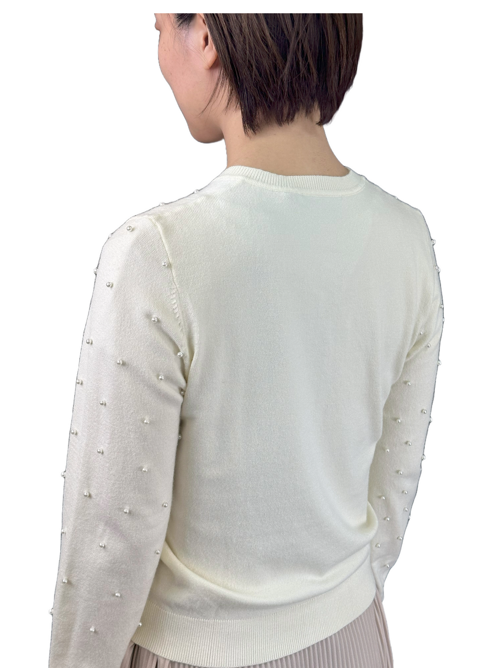 SEVENTY VENEZIA　セヴンティヴェネツィア【クルーネック/薄手】パール付きカーディガン　SF0765-91