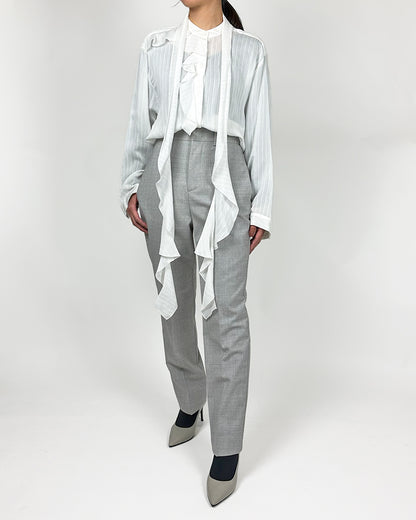 DOROTHEE SCHUMACHER【オケージョン/シルク混/フリル/Iライン】ボウタイブラウス　GG5616-44