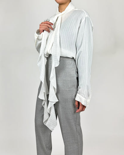 DOROTHEE SCHUMACHER【オケージョン/シルク混/フリル/Iライン】ボウタイブラウス　GG5616-44