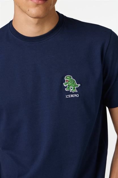 ICEBERG UOMO【メンズ/雑誌掲載/コットンストレッチ/ロゴ/刺繍/キャラクター】ダイナソーロゴTシャツ　BI0814-23