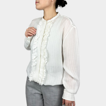 DOROTHEE SCHUMACHER【オケージョン/シルク混/ノーカラー/シフォン】フリルブラウス　GG1609-27