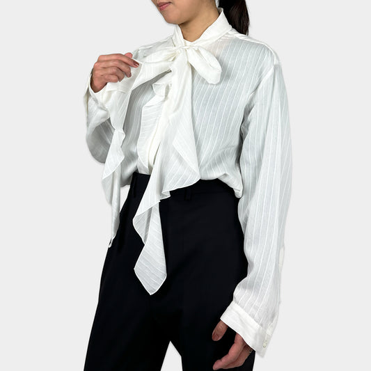 DOROTHEE SCHUMACHER【オケージョン/シルク混/フリル/Iライン】ボウタイブラウス　GG5616-44