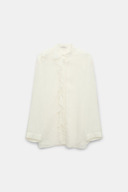 DOROTHEE SCHUMACHER【オケージョン/シルク混/フリル/Iライン】ボウタイブラウス　GG5616-44