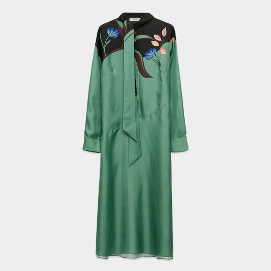 DOROTHEE SCHUMACHER【サテンドレス/プリントドレス/シルク100％/ボウタイ付/パーティ/オケージョン】プリントサテンドレス　GH5504-15