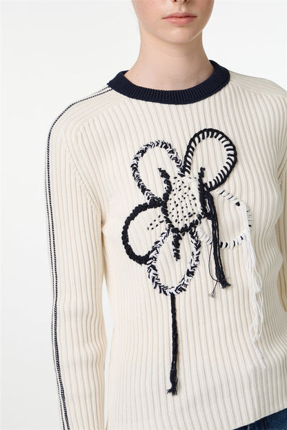 ICEBERG【リブニット/アイスフラワー/刺繍/コットン】アイスフラワーニット　II0704-35