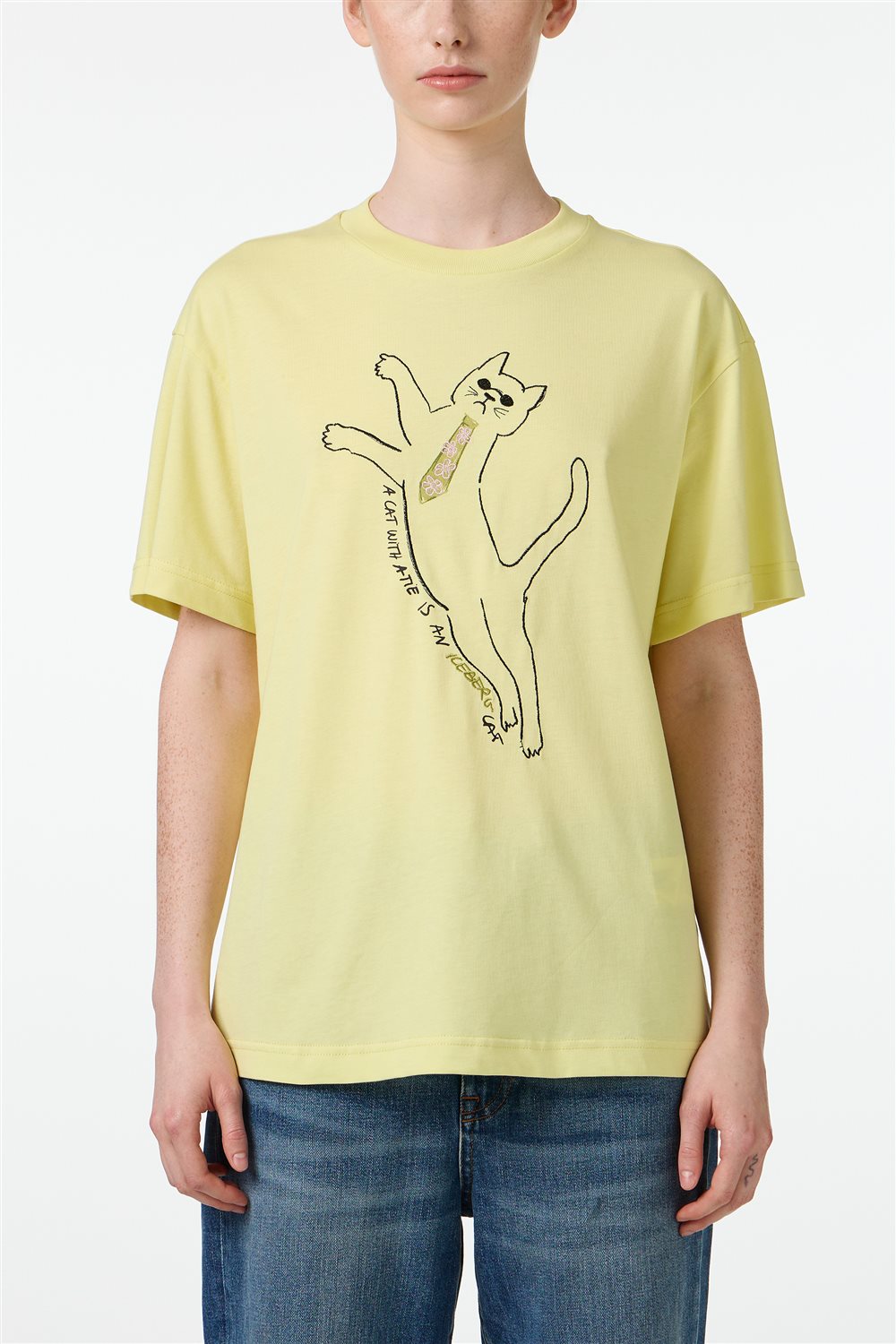 ICEBERG【コットン/ロゴ/刺繍/キャラクター】キャット刺繍Tシャツ　II0810-23