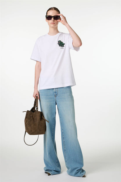 ICEBERG【白カットソー/刺繍ロゴ/恐竜/ダイナソー/コットン】刺繍ダイナソーカットソー　II0811-23