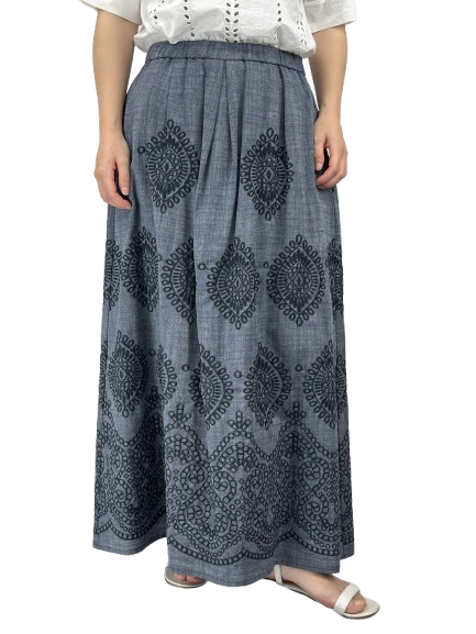 rialto48【コットン/フルレングス/ウエストゴム/エンブロイダリー】スカート　RG0403-09