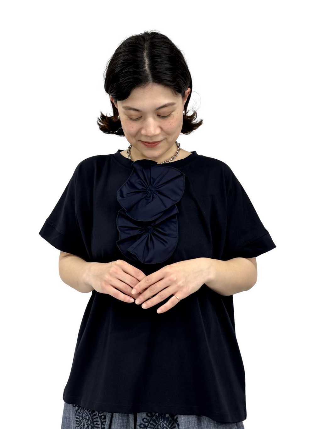 rialto48【コットンストレッチ/コサージュ/リラックス】カットソー　RG0803-12