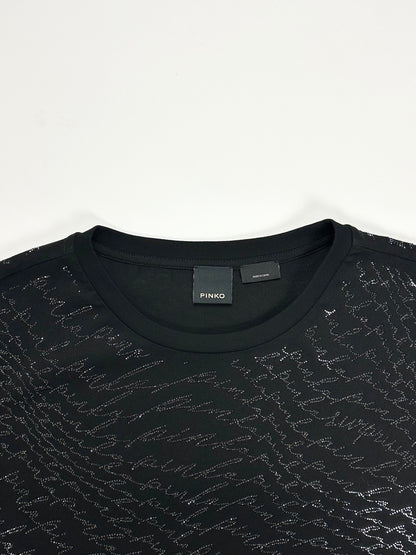PINKO【SALE】PICK UP!残り1点【70％OFF/ラインストーン/ブラック/ロゴ】キラカットソー　PD1821-80