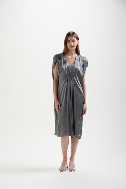 Kangra【オケージョン/ドレープ/ロング/Iライン/オン・オフ】Vネックワンピース KE0505-12