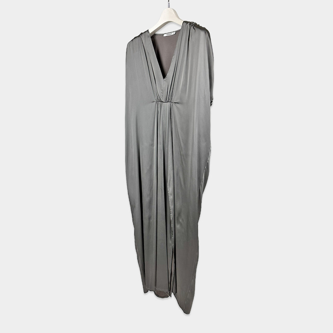 Kangra【オケージョン/ドレープ/ロング/Iライン/オン・オフ】Vネックワンピース KE0505-12