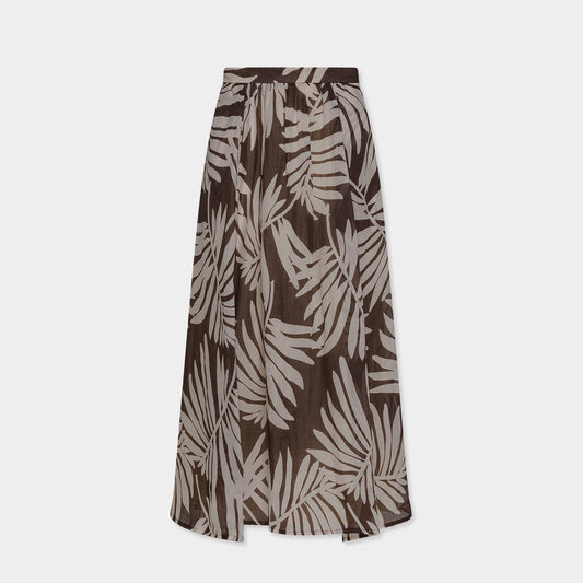 SEVENTY VENEZIA【フレアロング/タックスカート/ボタニカル柄/シアー/裏地付き】ボタニカルフレアロングスカート　SG00404-28