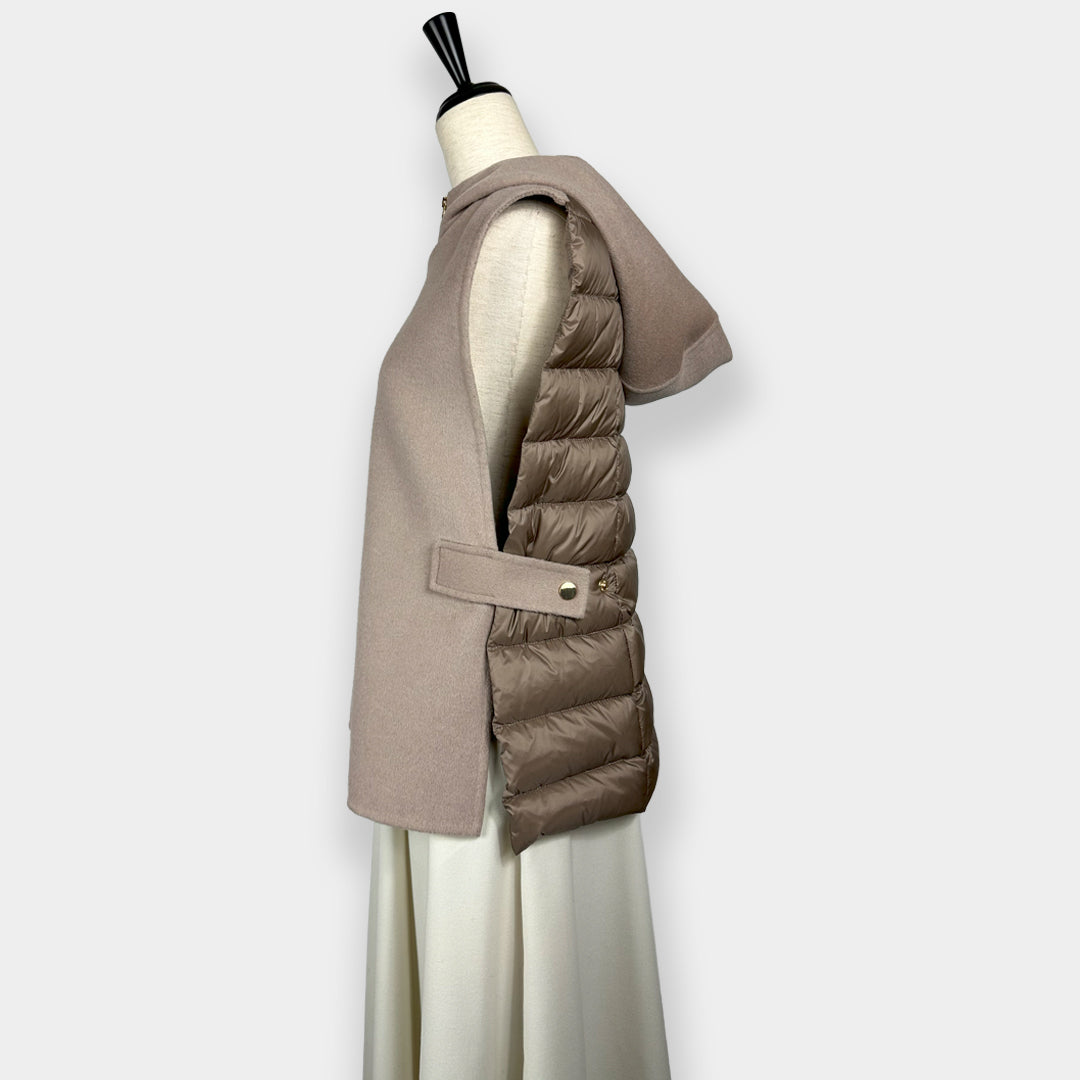 SEVENTY VENEZIA セヴンティヴェネツィア【１点のみ】【Precious掲載品/ダブルフェイス/ウールカシミヤ/ダウンベスト/サイドボタン/ニュアンスカラー】フーディベスト SH0204-05