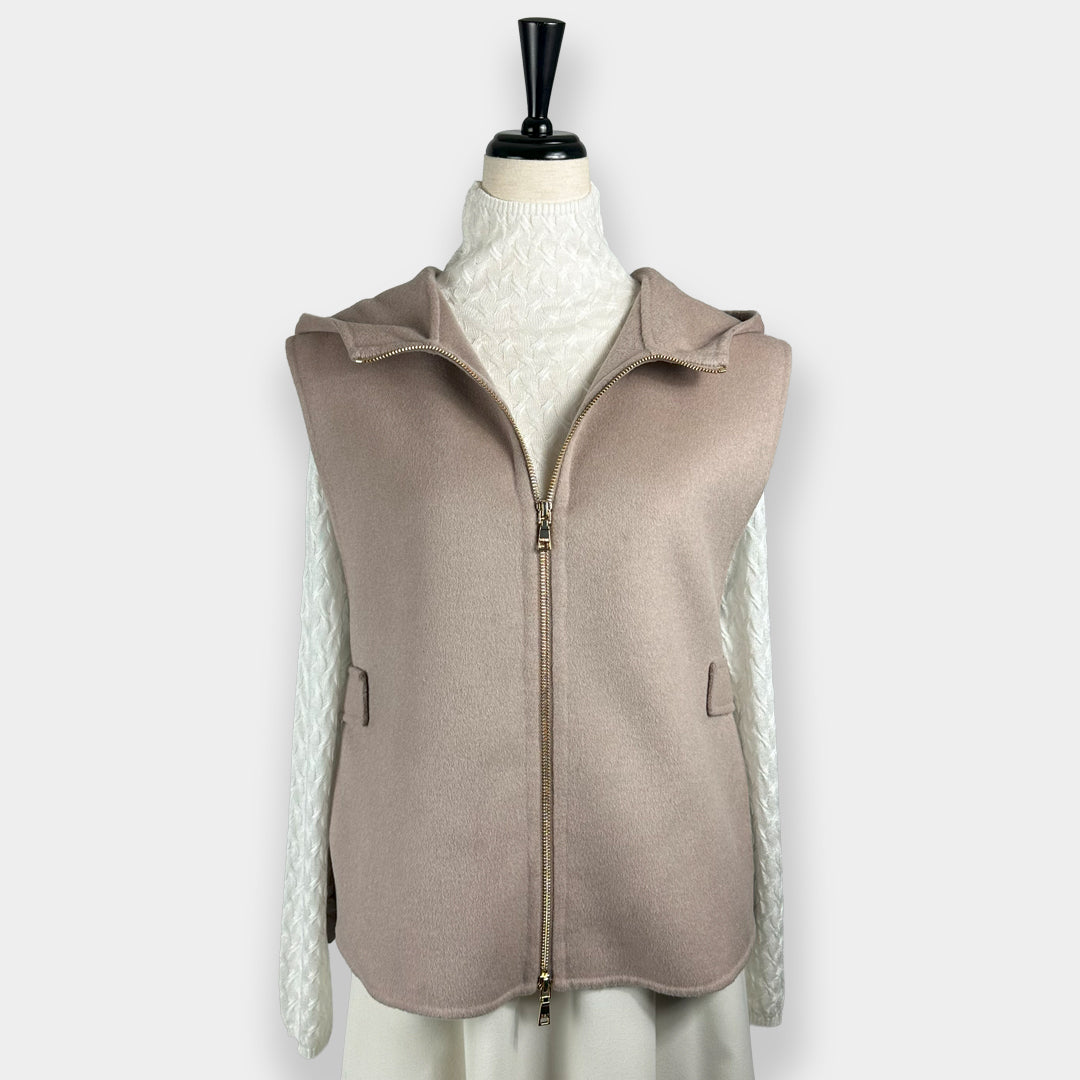 SEVENTY VENEZIA セヴンティヴェネツィア【１点のみ】【Precious掲載品/ダブルフェイス/ウールカシミヤ/ダウンベスト/サイドボタン/ニュアンスカラー】フーディベスト SH0204-05