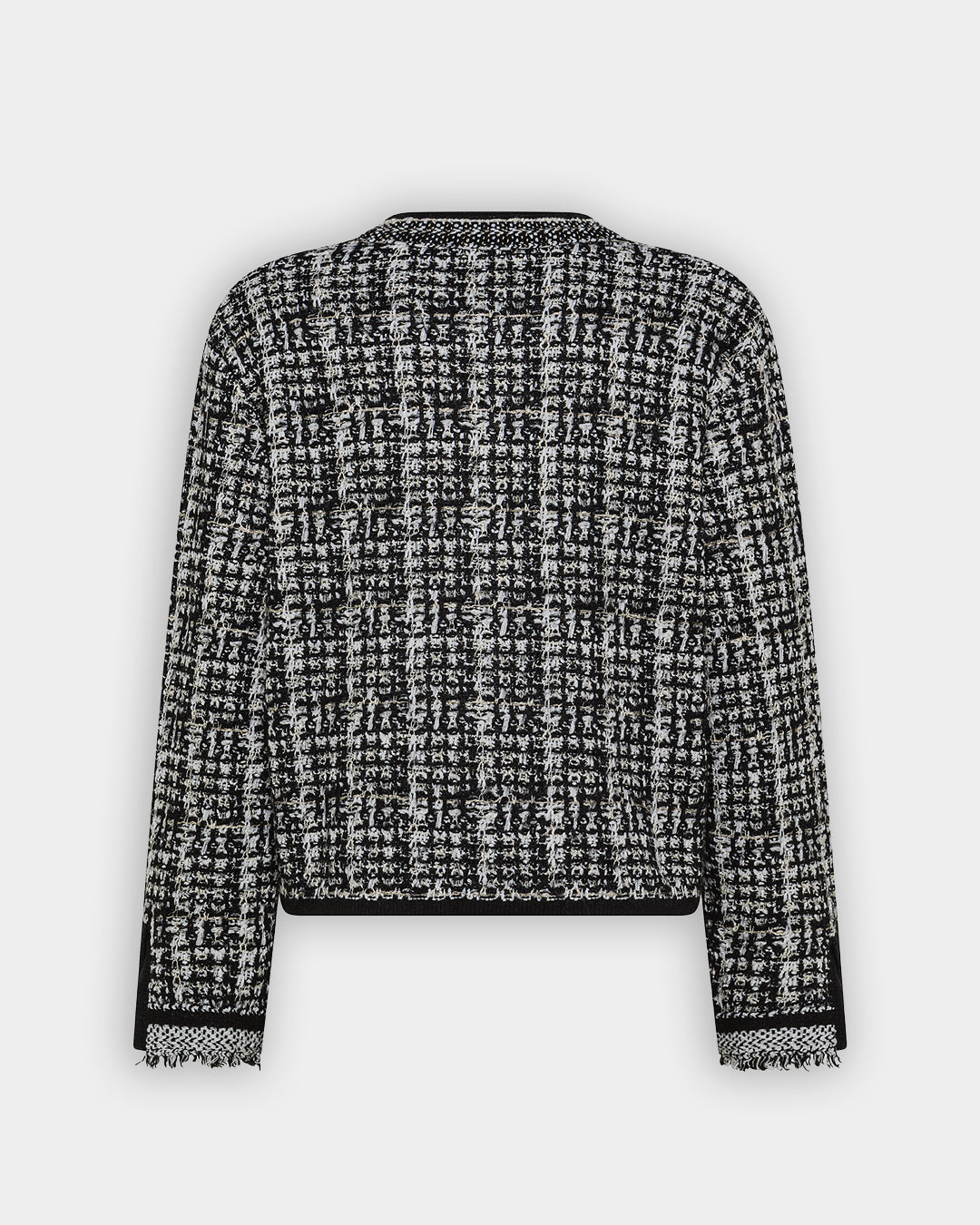 美品✨フォクシー ツイード ニット ジャケット 近年モデル 38 黒 白 SEVENTY VENEZIA 【ツイード調ニット/ニットジャケット/ラメ