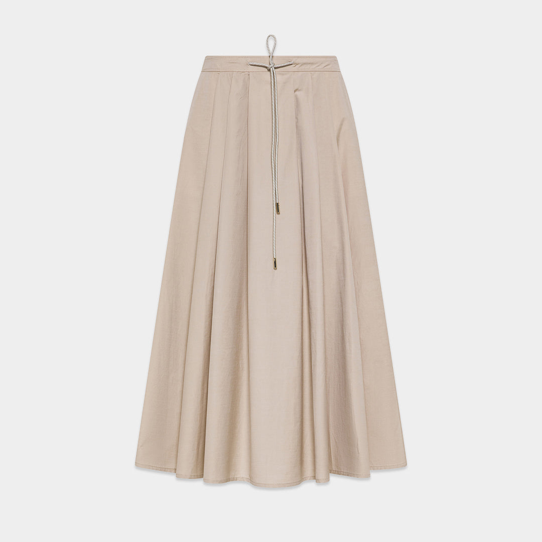 SEVENTY VENEZIA【ロングフレア/ウエストヒモ/コットン/オン・オフ】サンドベージュロングスカート　SI00403-11