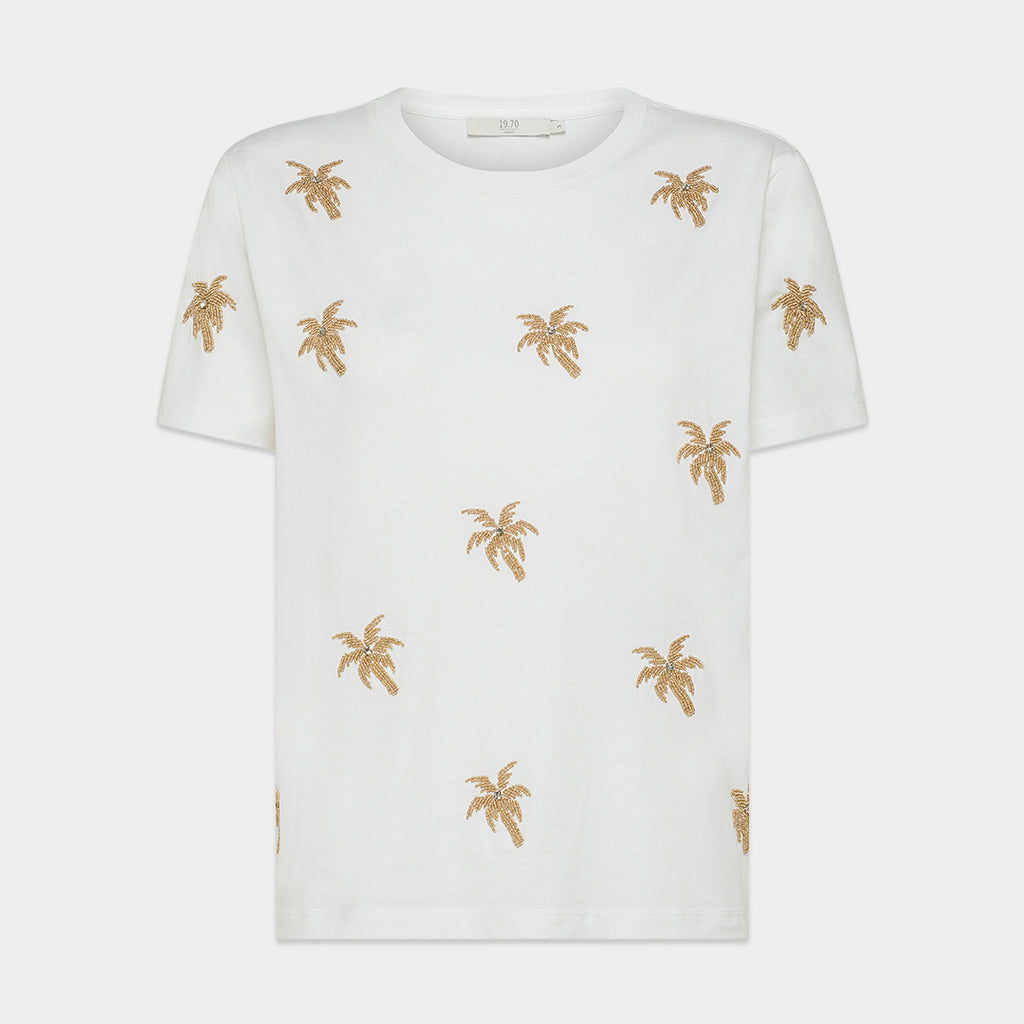 19.70【コットン/天然素材/ビジュー】Tシャツ TG0810-47