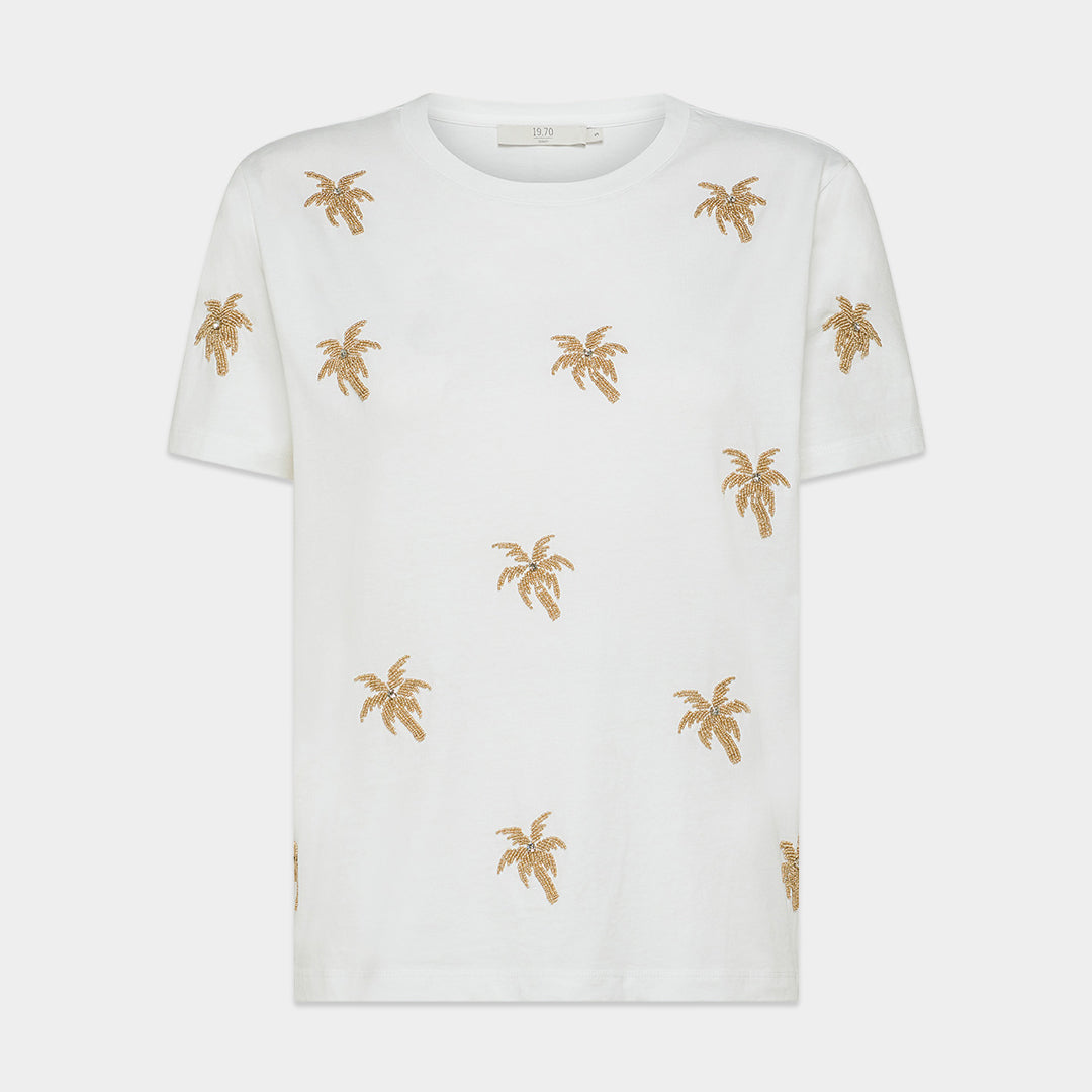 19.70【コットン/天然素材/ビジュー】Tシャツ TG0810-47