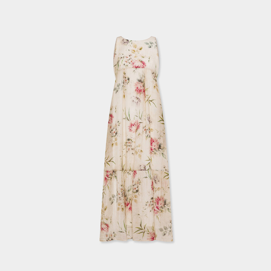 19.70【ワンピース/フラワープリント/シフォンドレス/ボタニカル】フラワープリントワンピース　TI0513-36