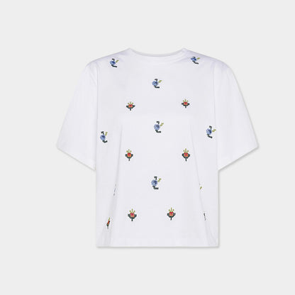 19.70【インド刺繍/レース/コットン】エンブロイダリーTシャツ　TI0811-45