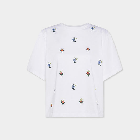 19.70【インド刺繍/レース/コットン】エンブロイダリーTシャツ　TI0811-45