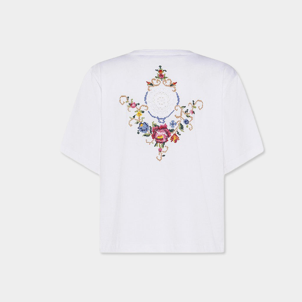 19.70【インド刺繍/レース/コットン】エンブロイダリーTシャツ　TI0811-45