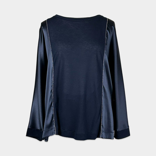 PUROTATTO【プラスサイズ/レーヨンシルク/チェーンディティール/ソフトタッチ】ラグジュアリーカットソー UF0854-1A