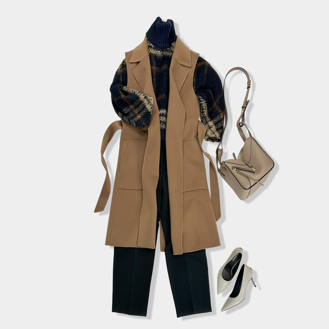 PUROTATTO【希少/ウールカシミヤ/ダブルフェイス/ベスト】カシミヤ