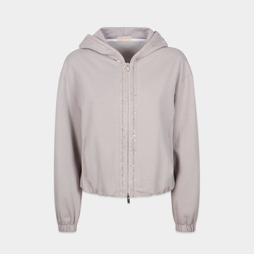 【人気】PUROTATTO【PICK UP！/コットン100％/リラックス/カジュアルスタイル/ジャージ】ラメパイピングパーカー　UH0855-57