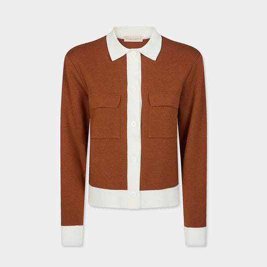 PUROTATTO【ジャケット/ウール100％/バイカラー】バイカラーカーデ　UH1714-95