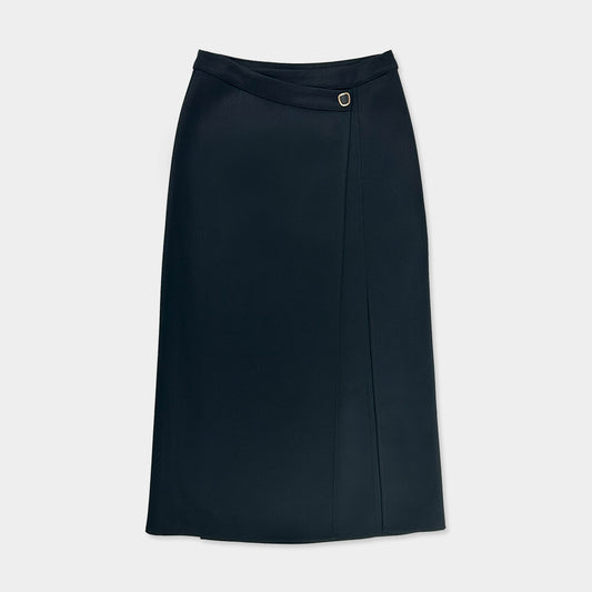 ALPHA STUDIO【着用動画あり/ラップスカート/ブラック/オケージョンコーデ】ラップブラックスカート　ZH0410-59