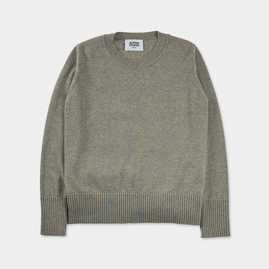 ALPHA STUDIO【カシミヤ100％/グレージュ/シンプルシルエット】ALPHAカシミヤセーター　ZH0756-26