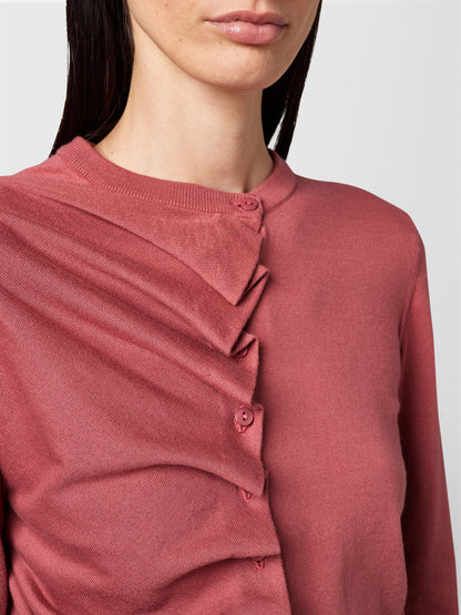 ALPHA STUDIO【春カーデ/春ニット/コットン100/アシンメトリー/エレガンス】アシンメトリーニット　ZI0706-02