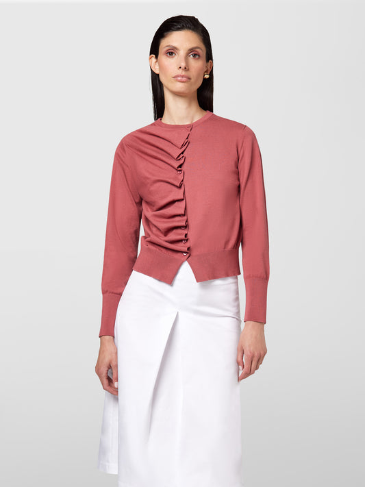 ALPHA STUDIO【春カーデ/春ニット/コットン100/アシンメトリー/エレガンス】アシンメトリーニット　ZI0706-02